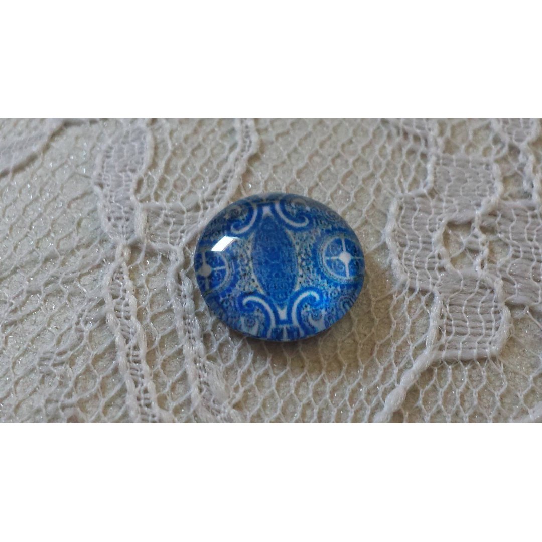 runder Glas-Cabochon 12mm Blume blau 039 