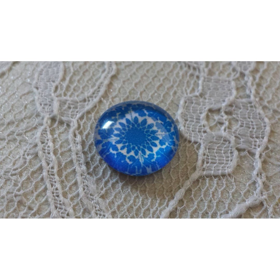 runder Glas-Cabochon 12mm Blume blau 038 