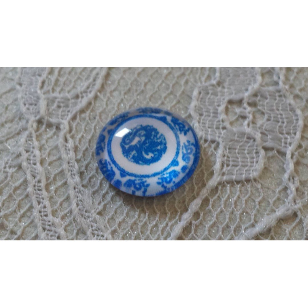 runder Glas-Cabochon 12mm Blume blau 029 