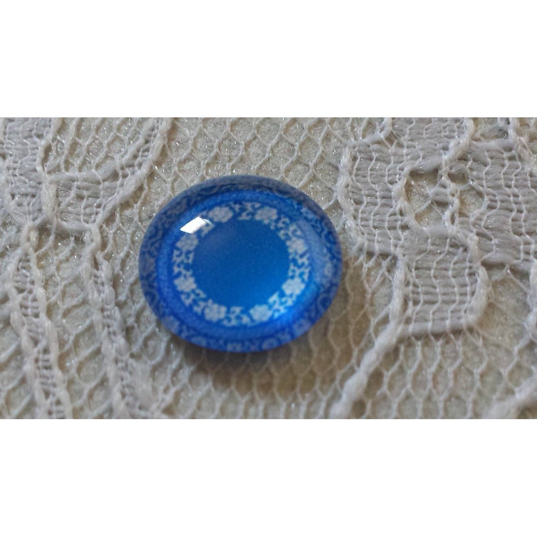 runder Glas-Cabochon 12mm Blume blau 027 