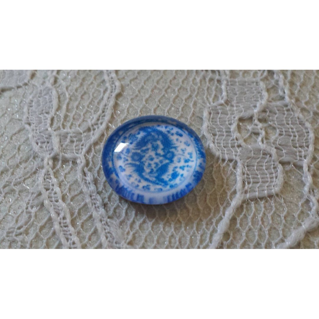 runder Glas-Cabochon 12mm Blume blau 018 