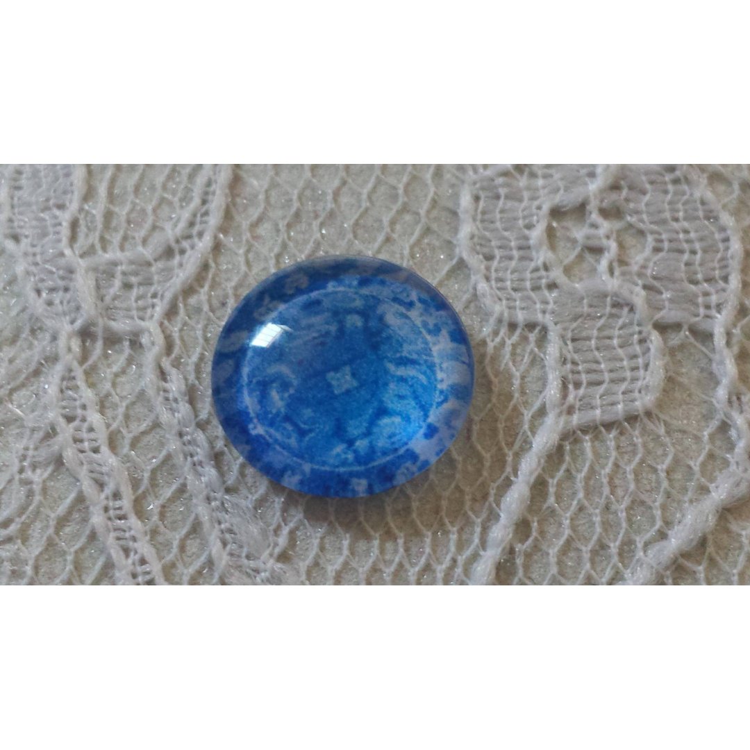 runder Glas-Cabochon 12mm Blume blau 015 