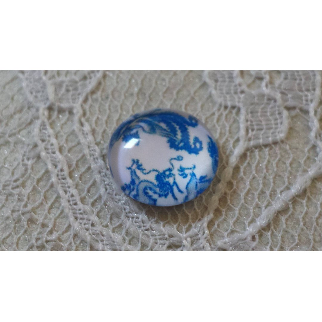 runder Glas-Cabochon 12mm Blume blau 009 