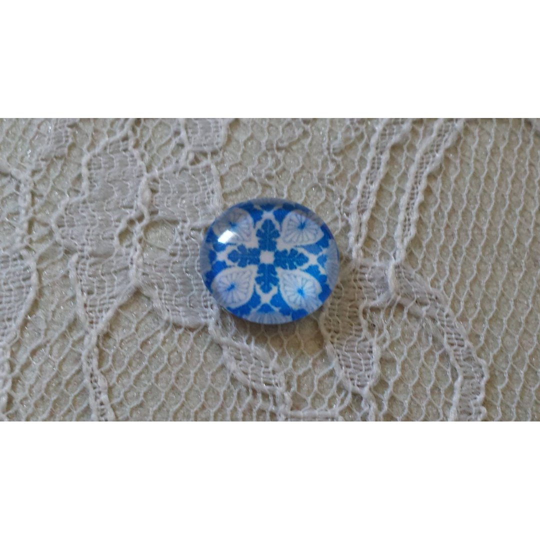 runder Glas-Cabochon 12mm Blume blau 005 