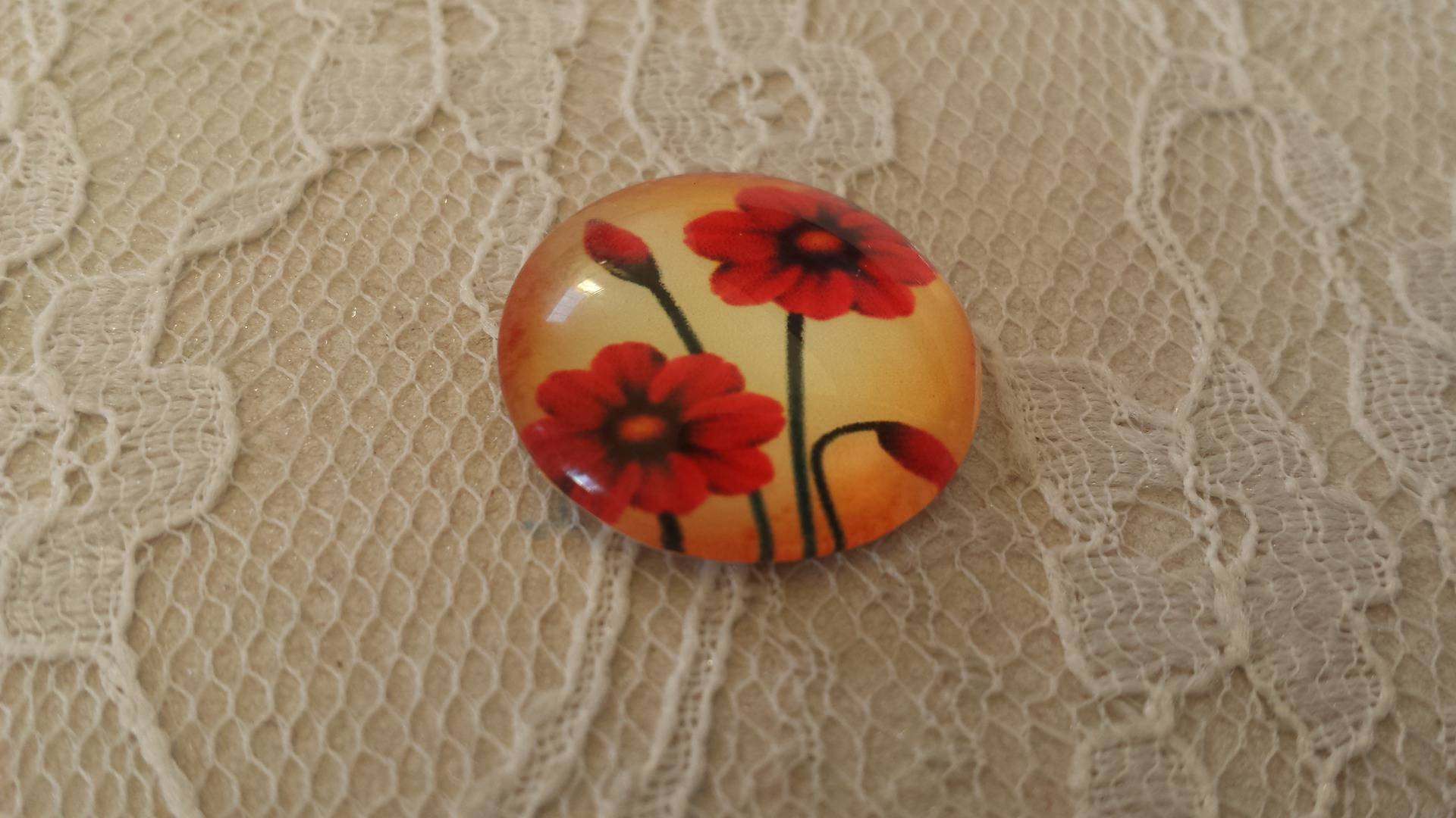 runder Glas-Cabochon 20mm Blume 01-049 