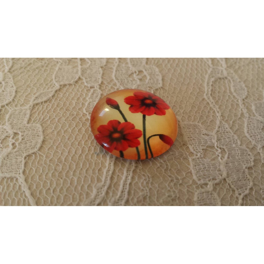 runder Glas-Cabochon 20mm Blume 01-049 