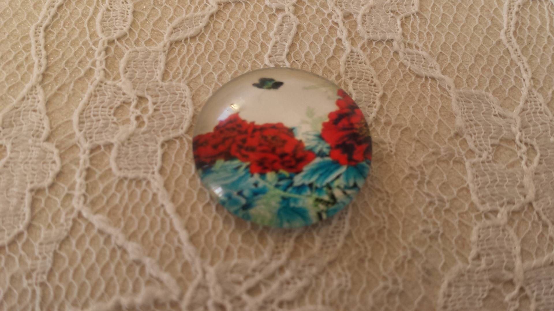 runder Glas-Cabochon 20mm Blume 01-047 