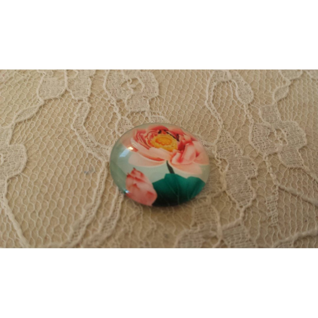 runder Glas-Cabochon 20mm Blume 01-048 