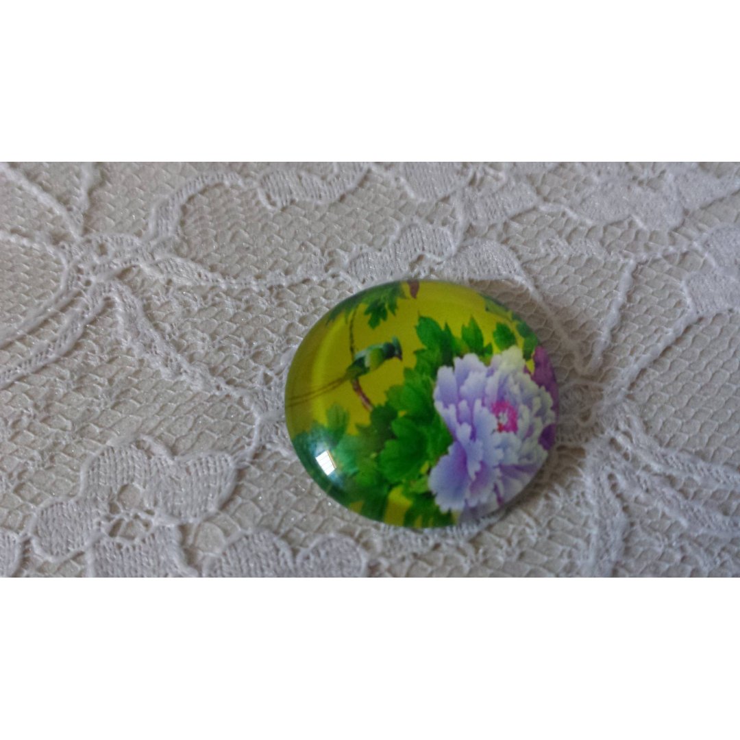 runder Glas-Cabochon 20mm Blume 01-044 