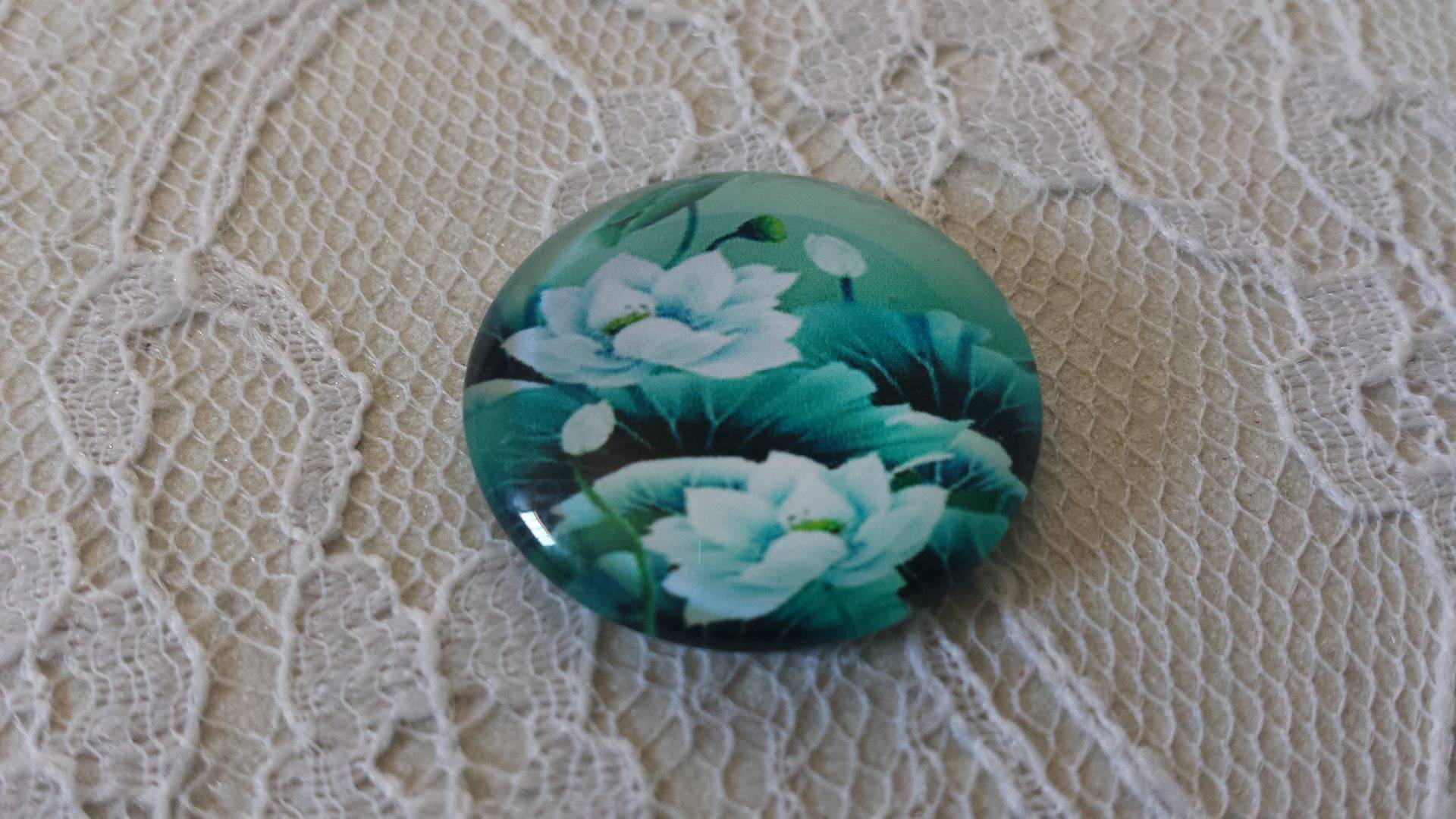 runder Glas-Cabochon 20mm Blume 01-036 