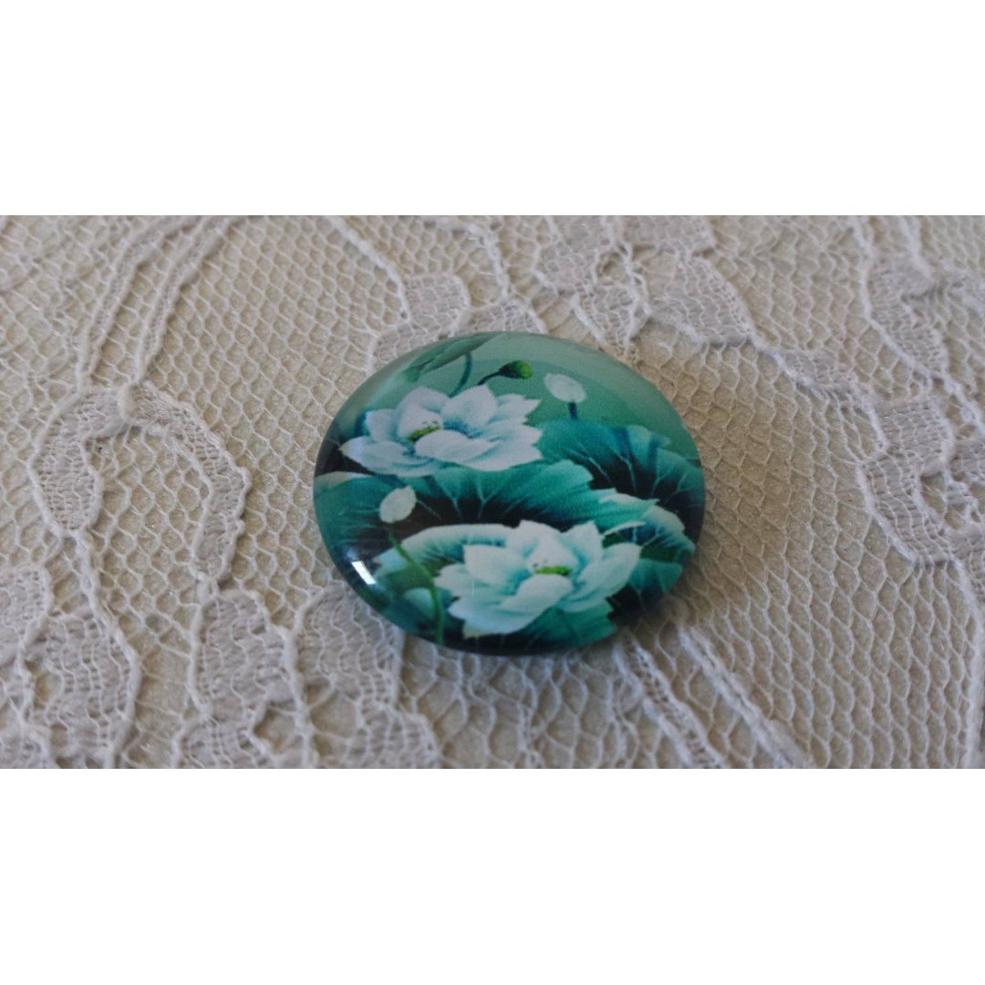 runder Glas-Cabochon 20mm Blume 01-036 