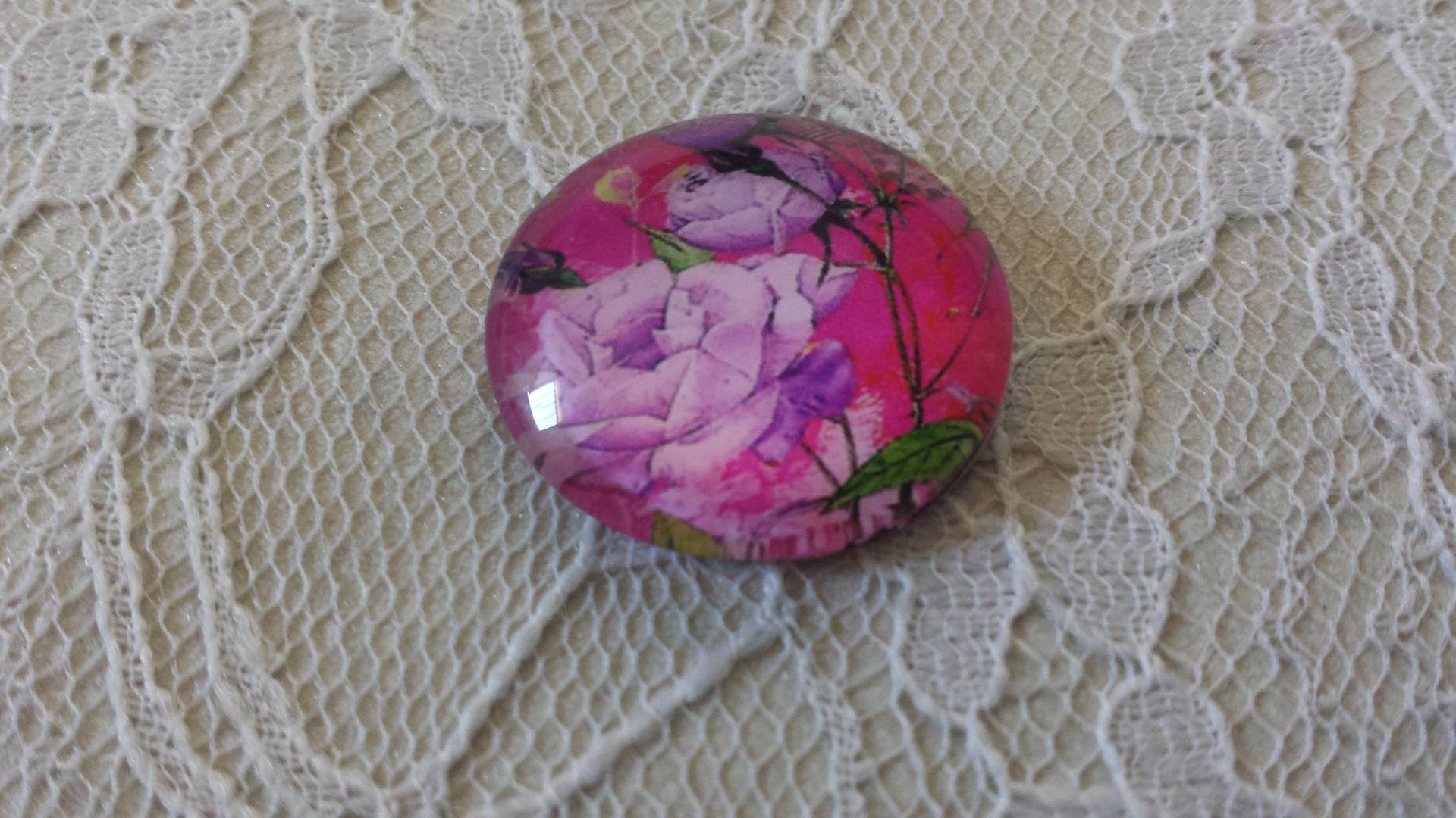 runder Glas-Cabochon 20mm Blume 01-034 