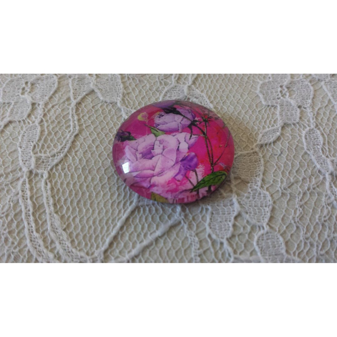 runder Glas-Cabochon 20mm Blume 01-034 