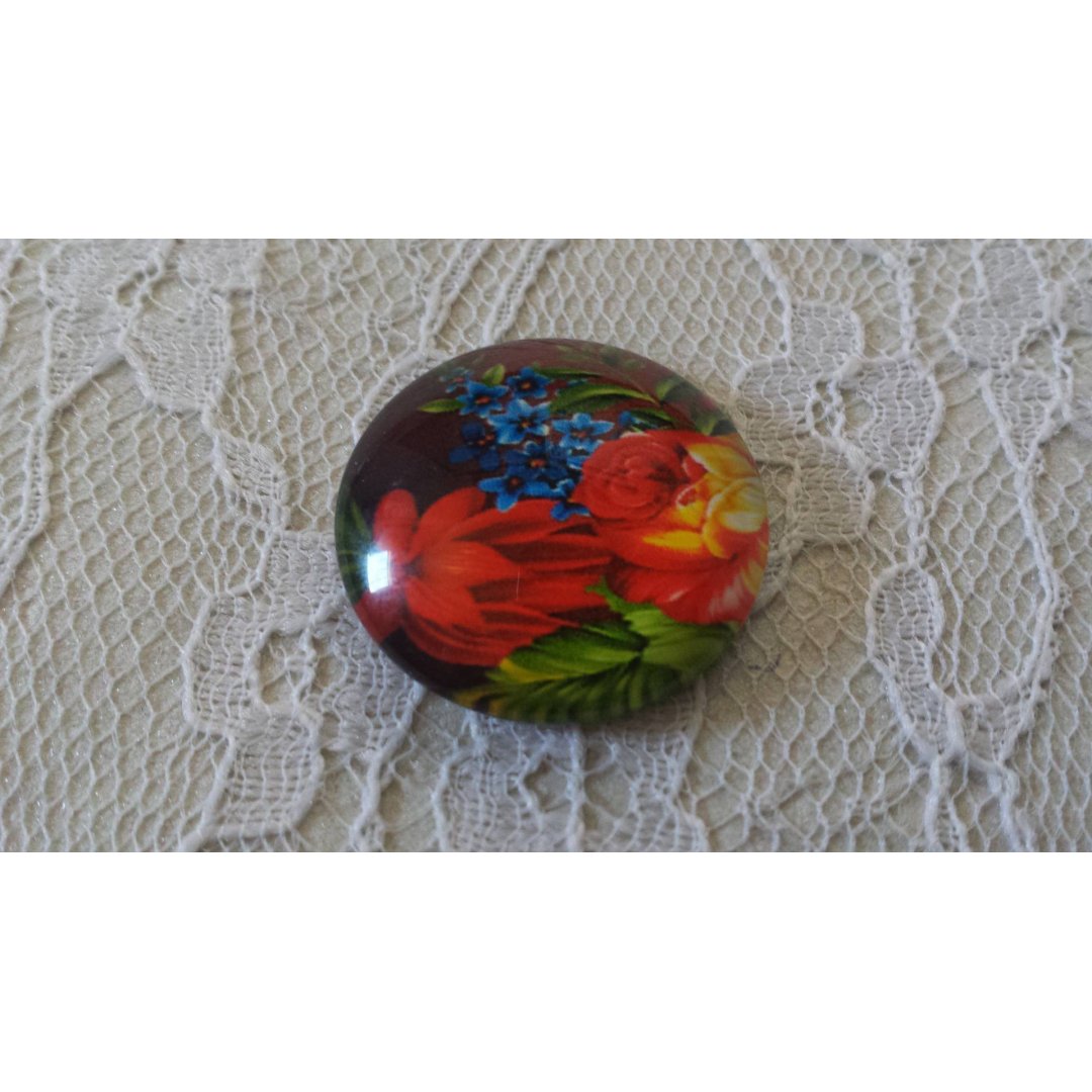 runder Glas-Cabochon 20mm Blume 01-031 