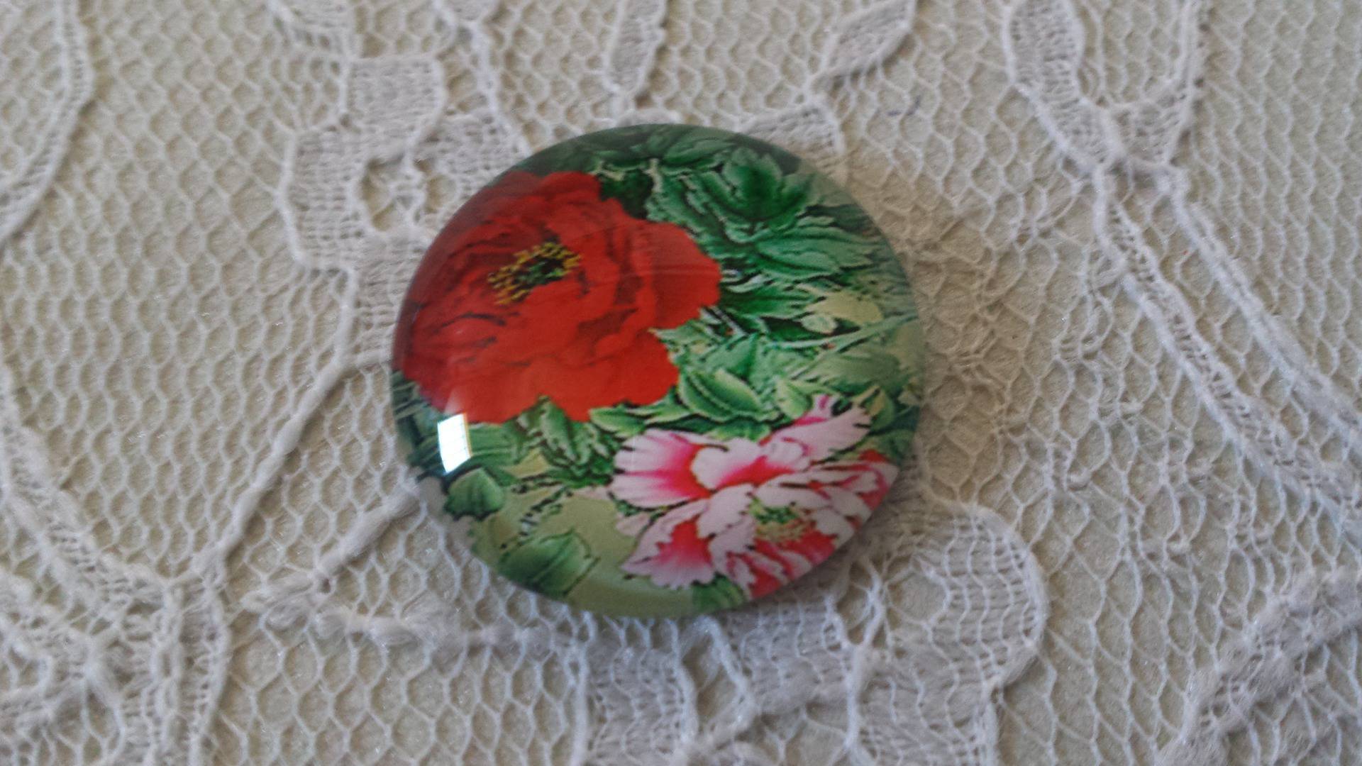 runder Glas-Cabochon 20mm Blume 01-029 