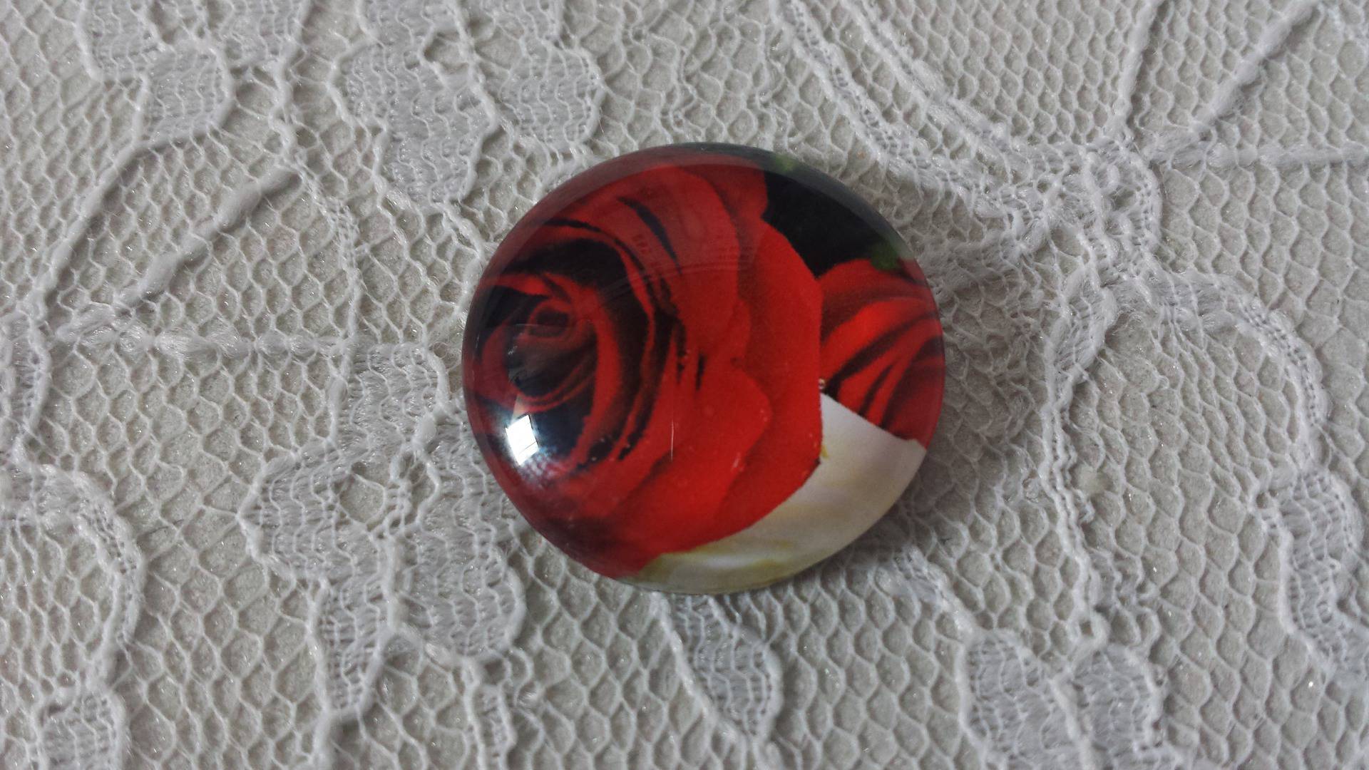 runder Glas-Cabochon 20mm Blume 01-027 