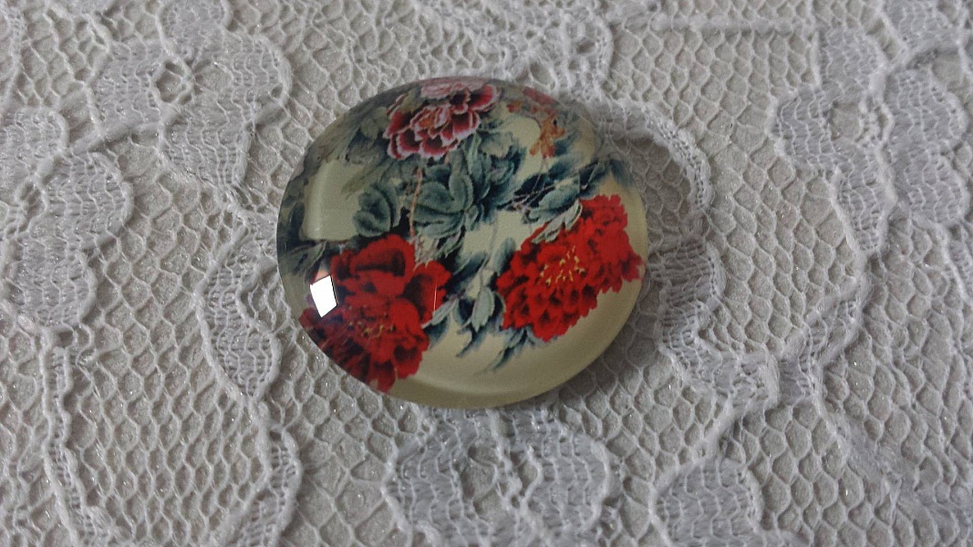 runder Glas-Cabochon 20mm Blume 01-026 