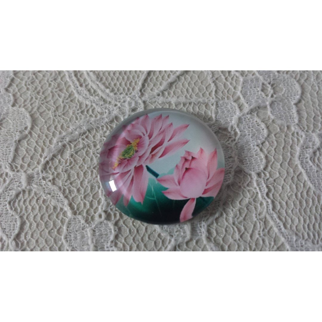 runder Glas-Cabochon 20mm Blume 01-025 