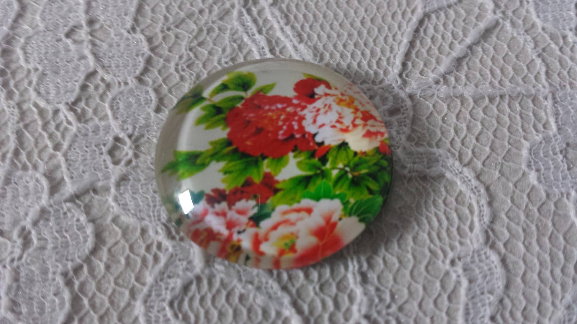 runder Glas-Cabochon 20mm Blume 01-021 