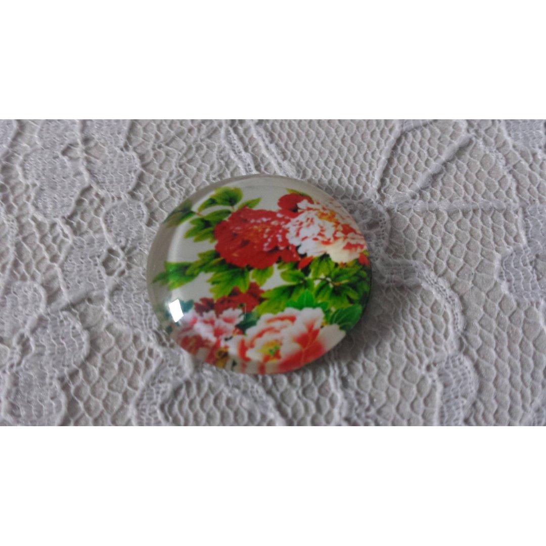 runder Glas-Cabochon 20mm Blume 01-021 