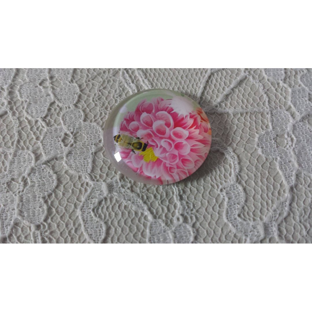 runder Glas-Cabochon 20mm Blume 01-018 