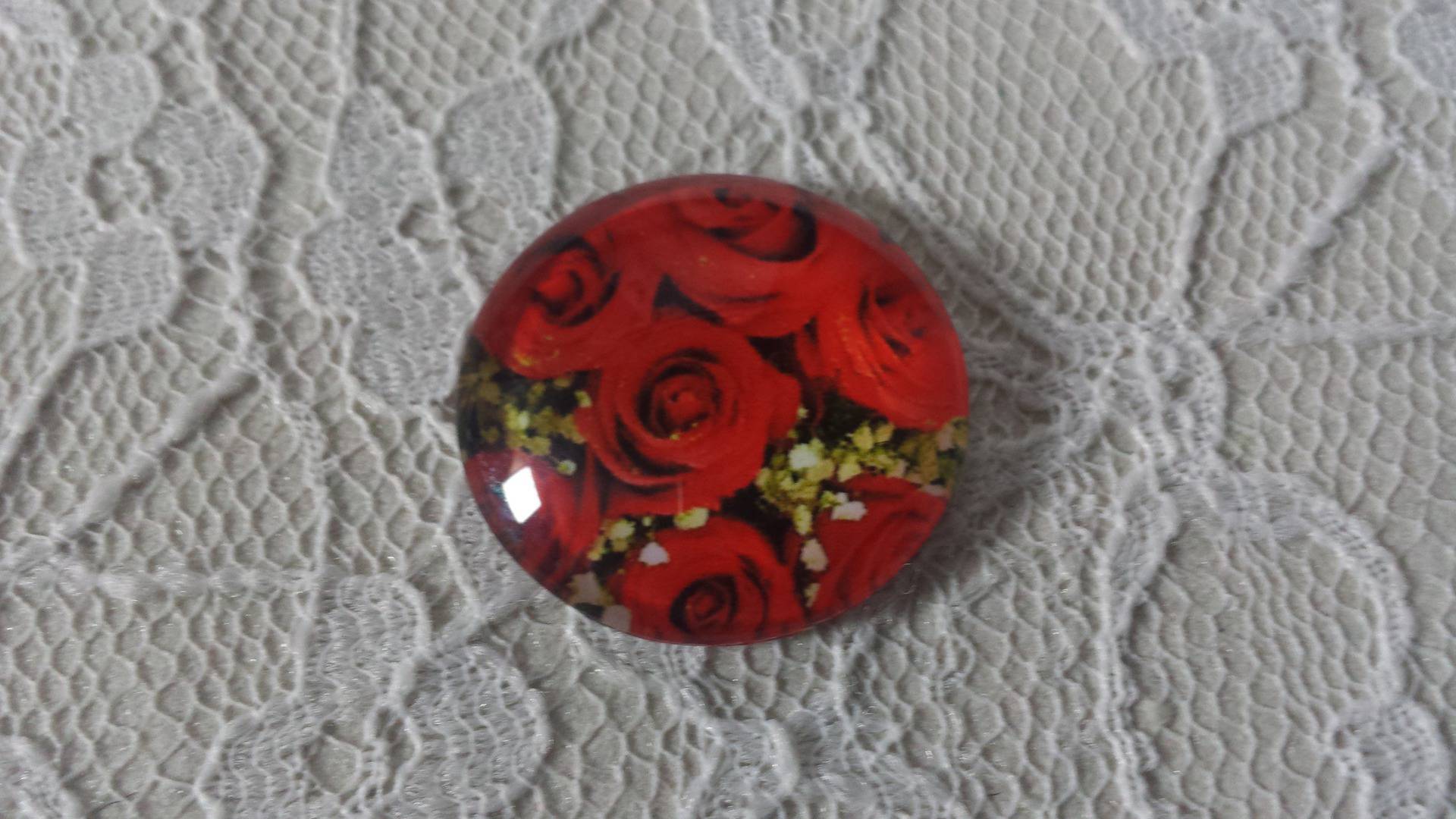 runder Glas-Cabochon 20mm Blume 01-017 