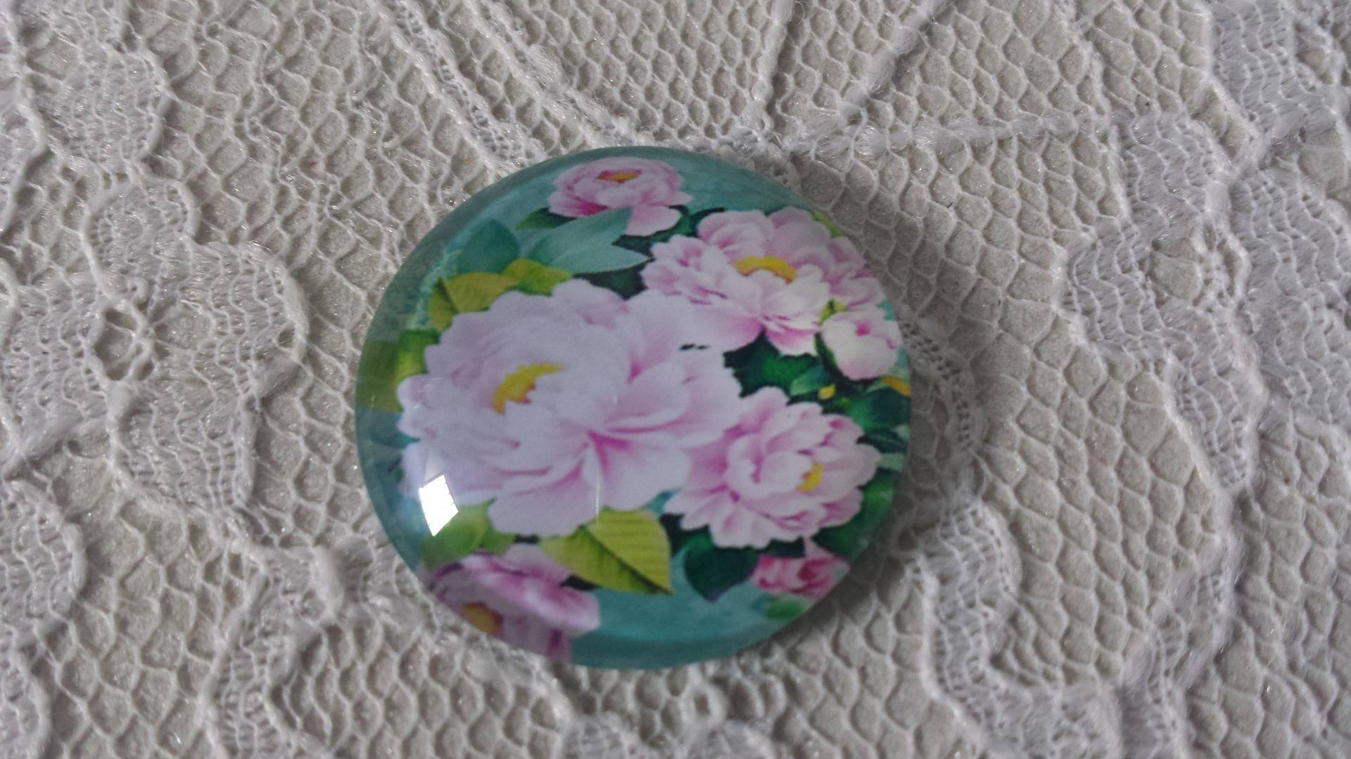 runder Glas-Cabochon 20mm Blume 01-013 