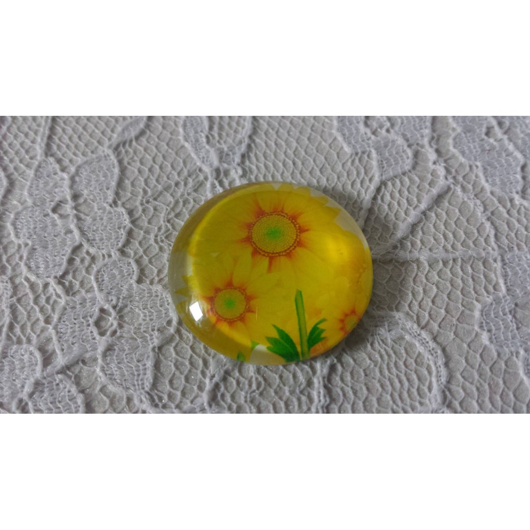 runder Glas-Cabochon 20mm Blume 01-012 