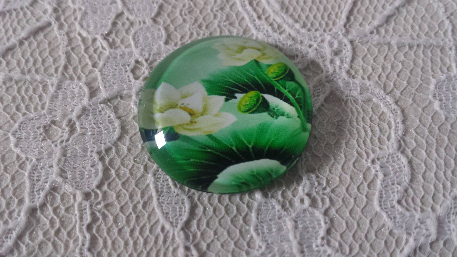 runder Glas-Cabochon 20mm Blume 01-008 