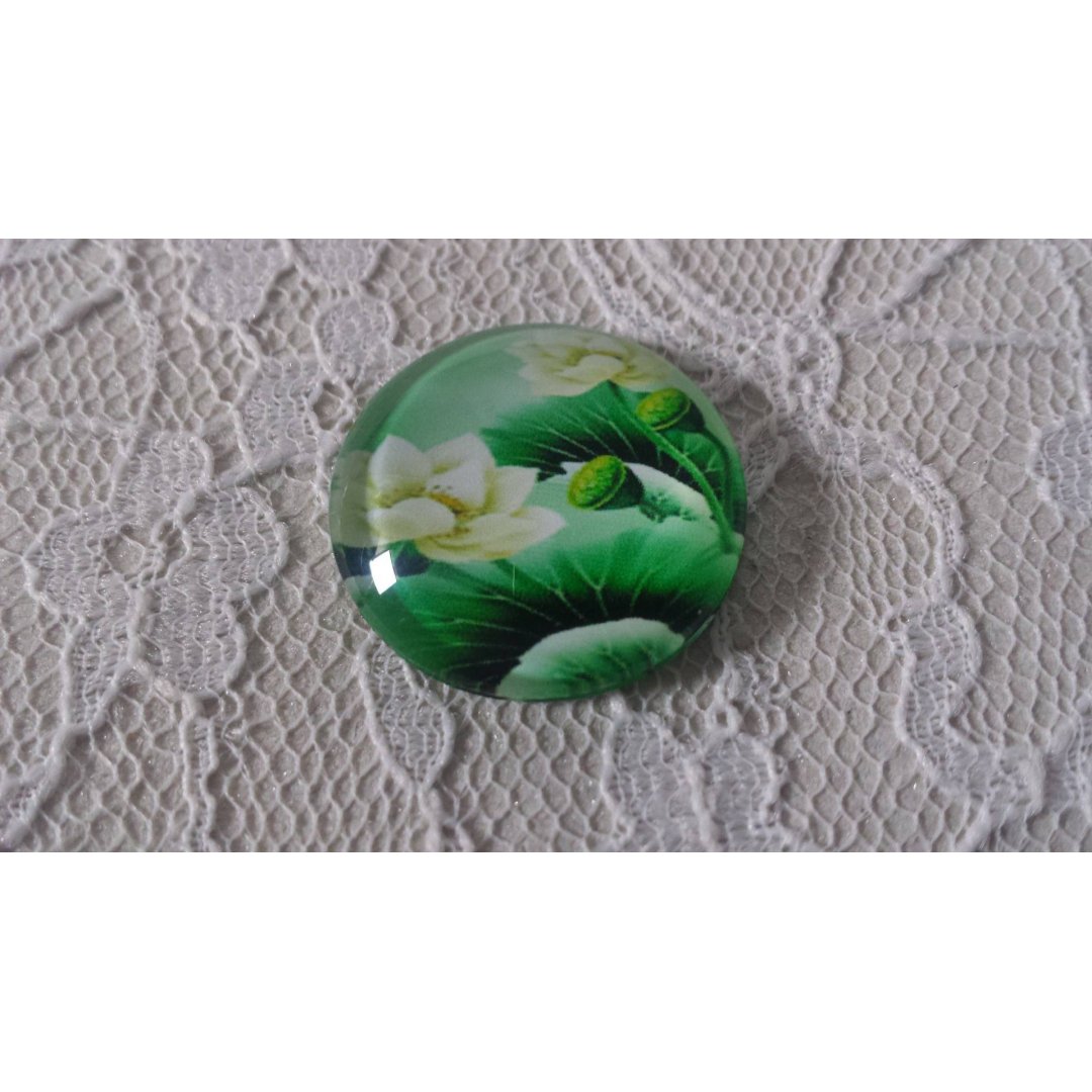 runder Glas-Cabochon 20mm Blume 01-008 