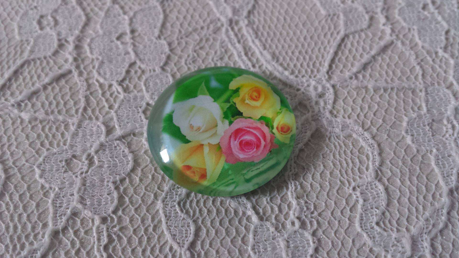 runder Glas-Cabochon 20mm Blume 01-007 