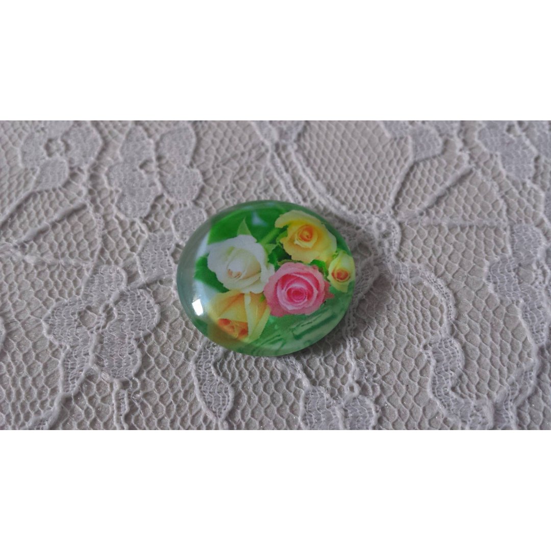 runder Glas-Cabochon 20mm Blume 01-007 