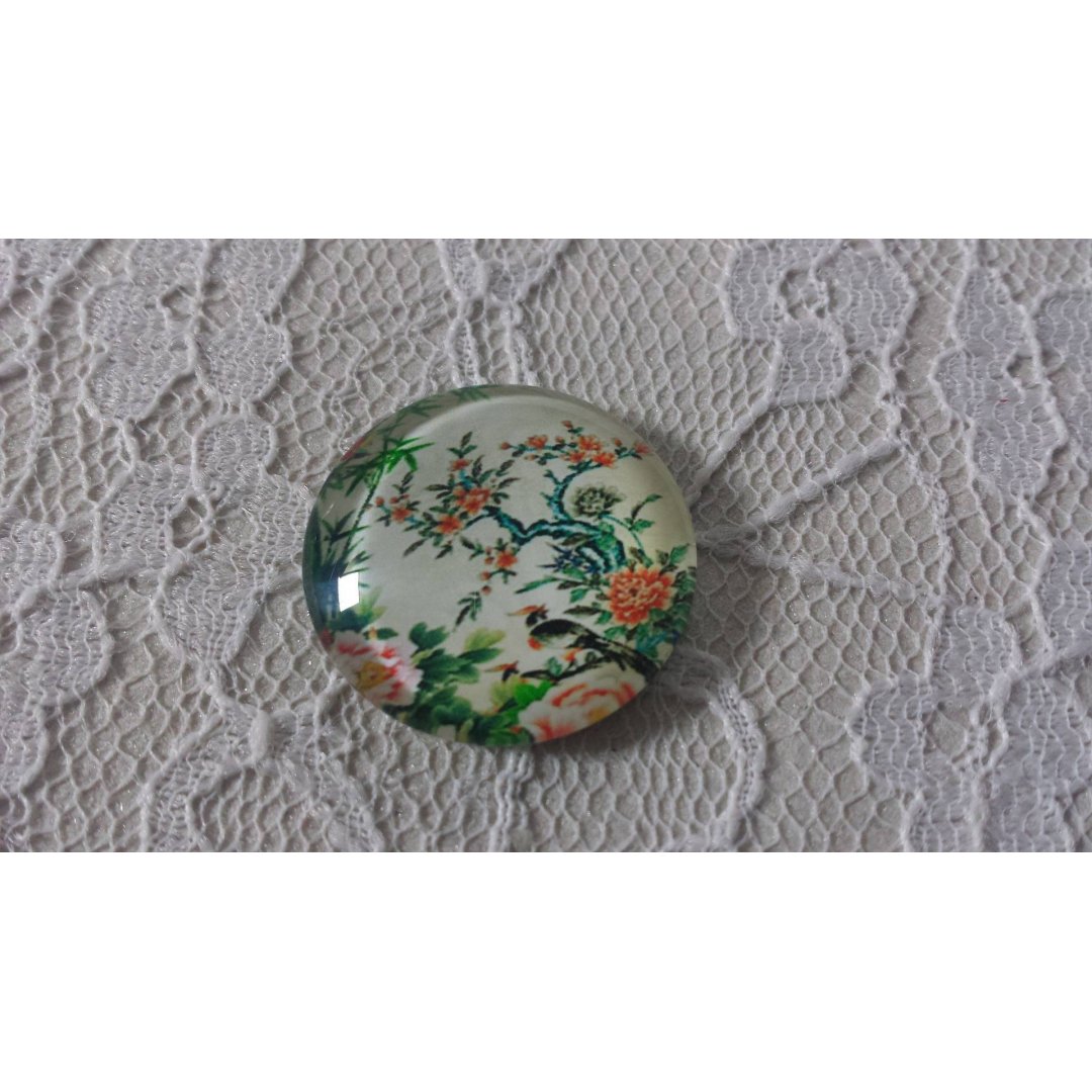 runder Glas-Cabochon 20mm Blume 01-006 