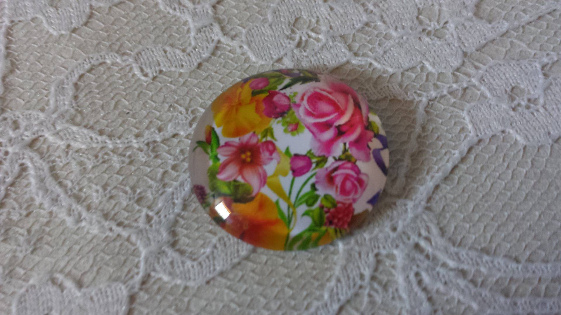 runder Glas-Cabochon 25mm Blume 01-046 