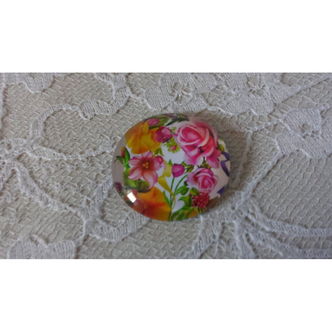 runder Glas-Cabochon 25mm Blume 01-046 