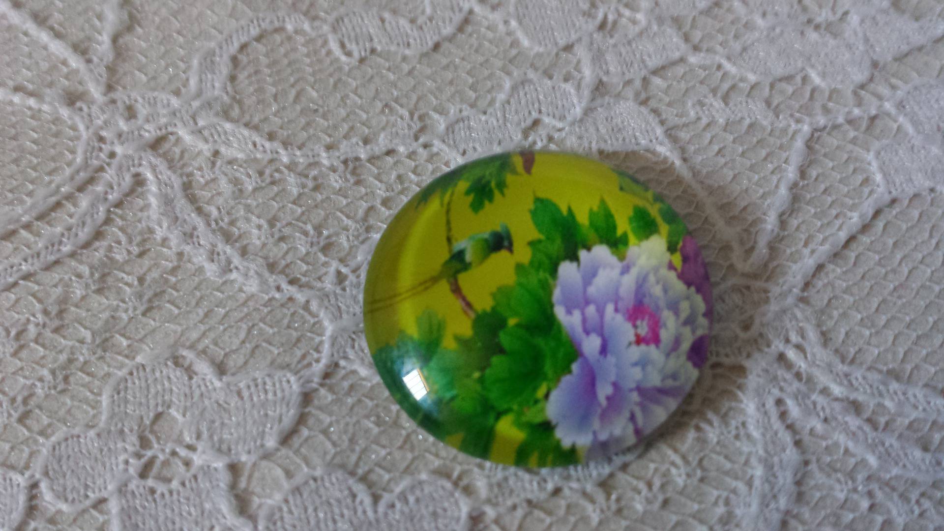 runder Glas-Cabochon 25mm Blume 01-044 