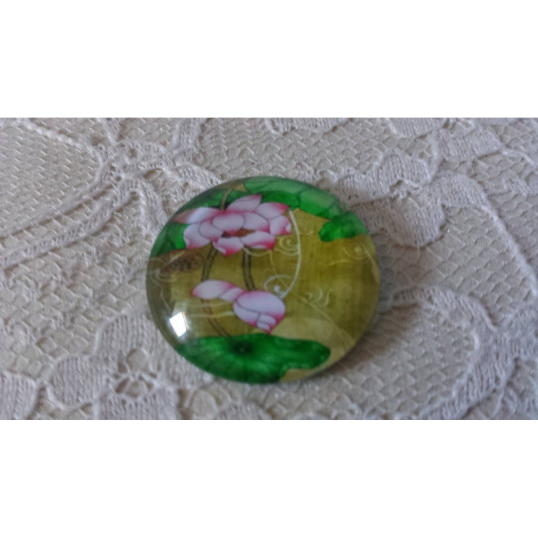 runder Glas-Cabochon 25mm Blume 01-043 