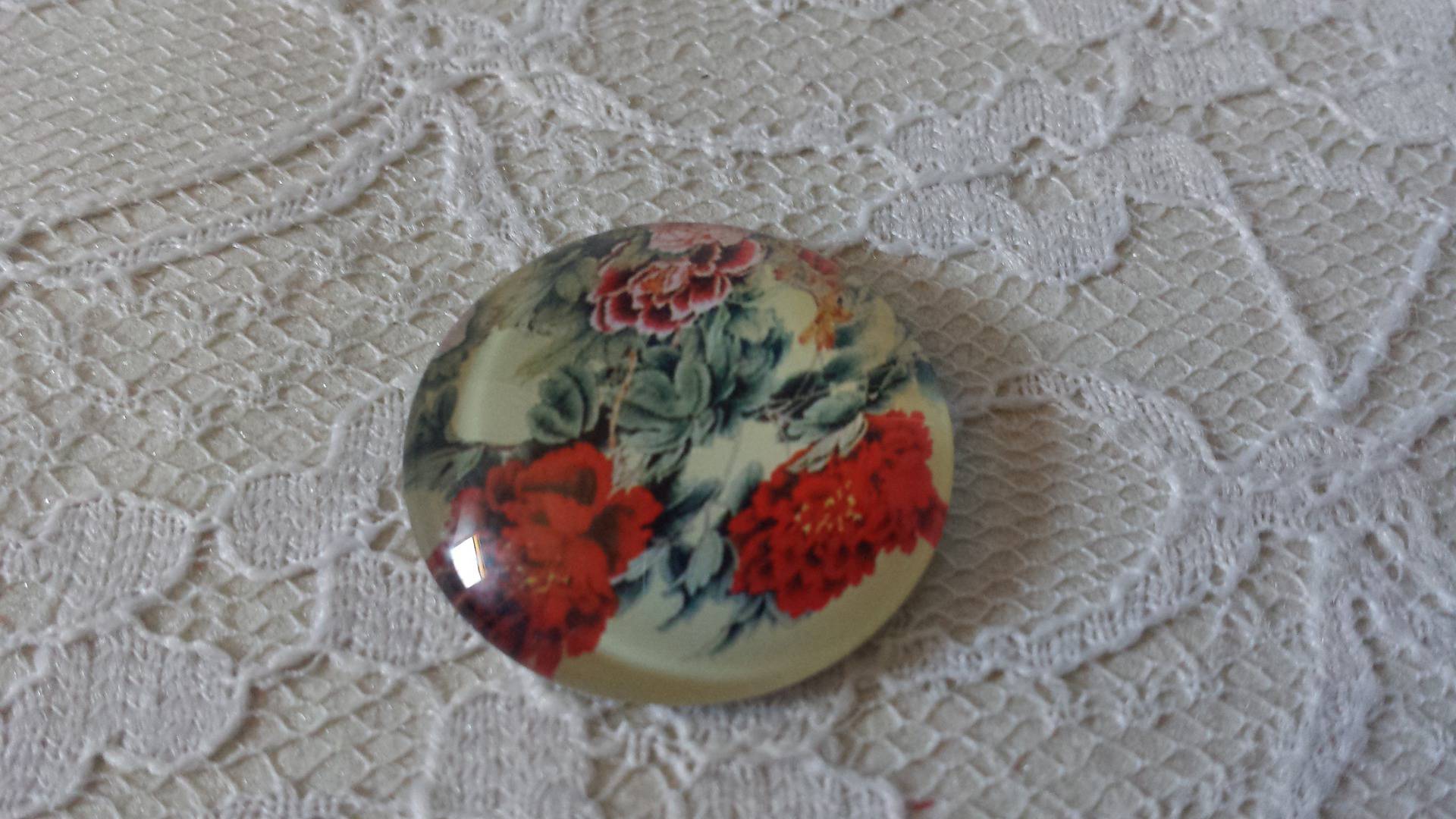 runder Glas-Cabochon 25mm Blume 01-042 