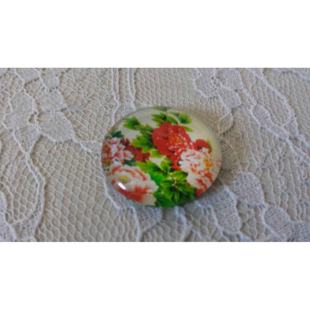 runder Glas-Cabochon 25mm Blume 01-040 