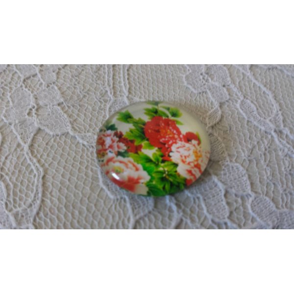runder Glas-Cabochon 25mm Blume 01-040 