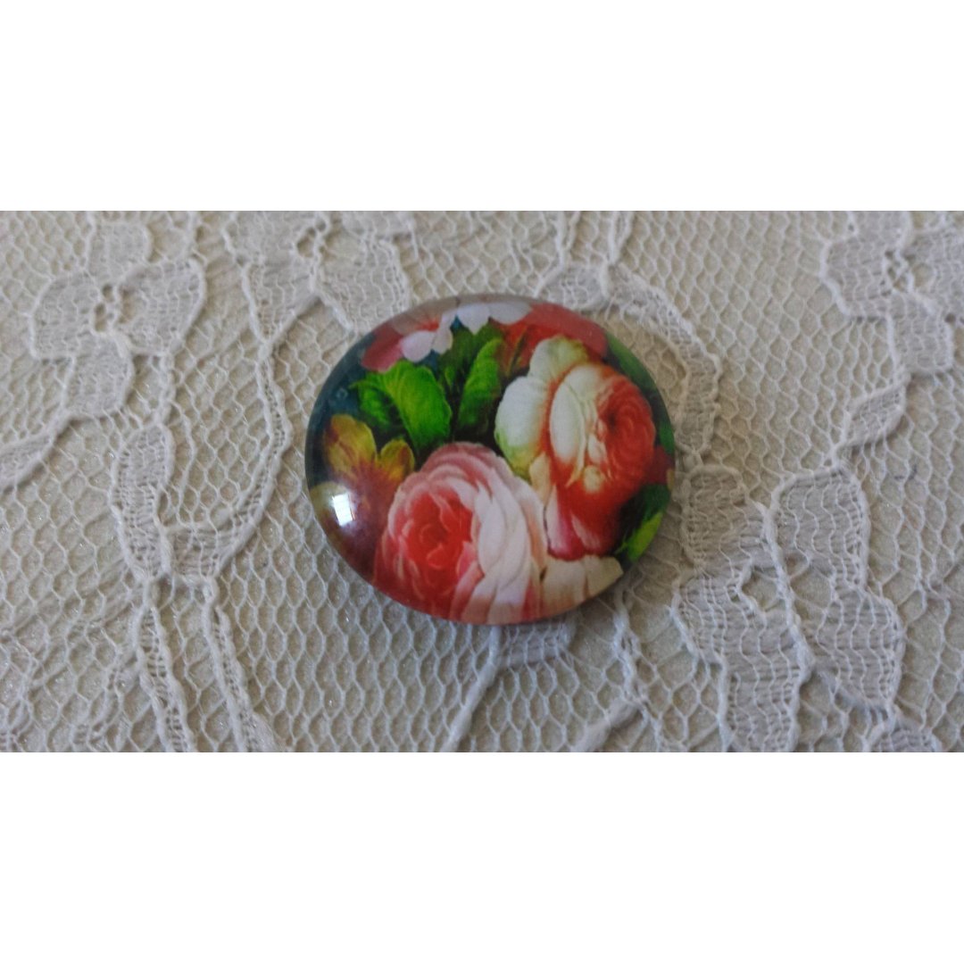 runder Glas-Cabochon 25mm Blume 01-039 