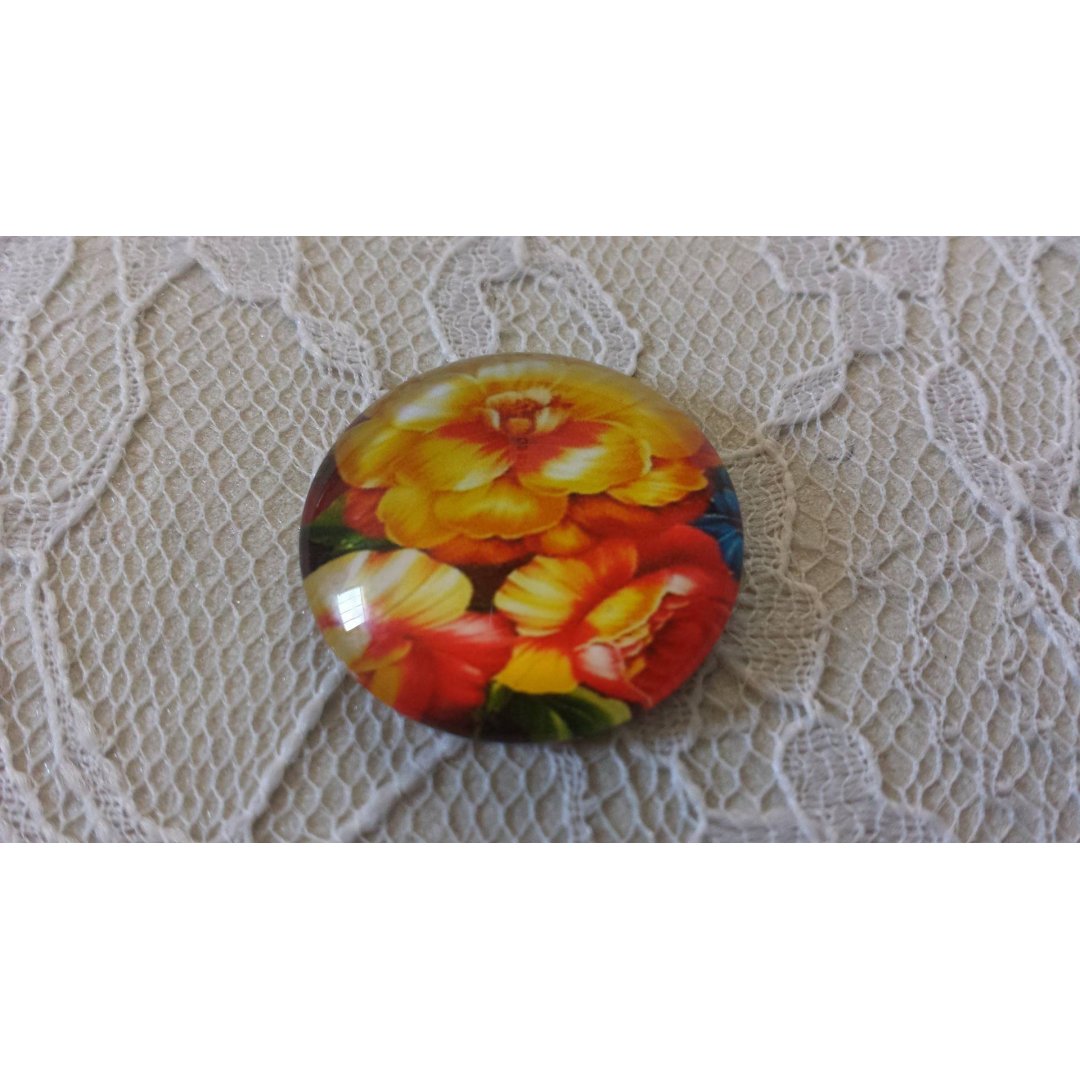 runder Glas-Cabochon 25mm Blume 01-038 