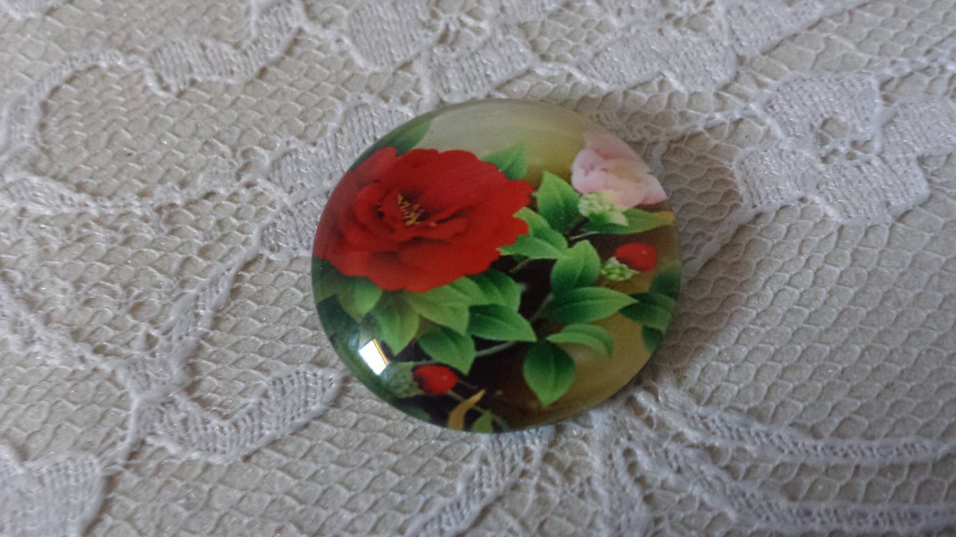 runder Glas-Cabochon 25mm Blume 01-033 