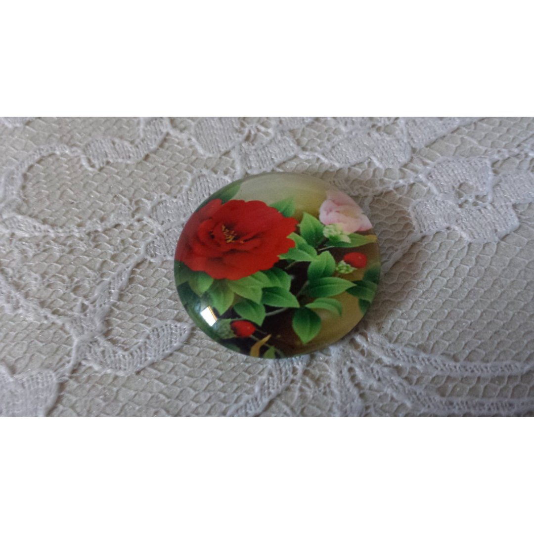 runder Glas-Cabochon 25mm Blume 01-033 