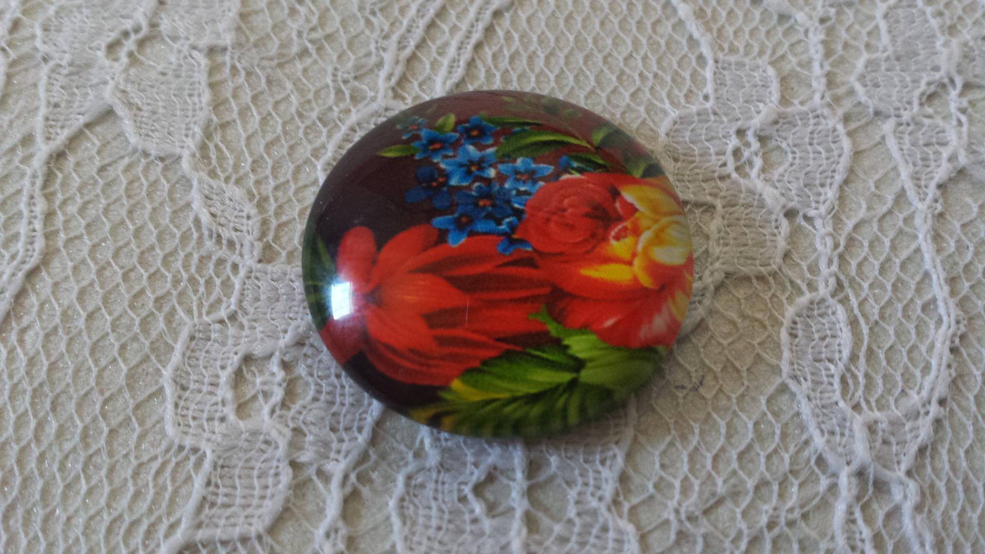 runder Glas-Cabochon 25mm Blume 01-031 