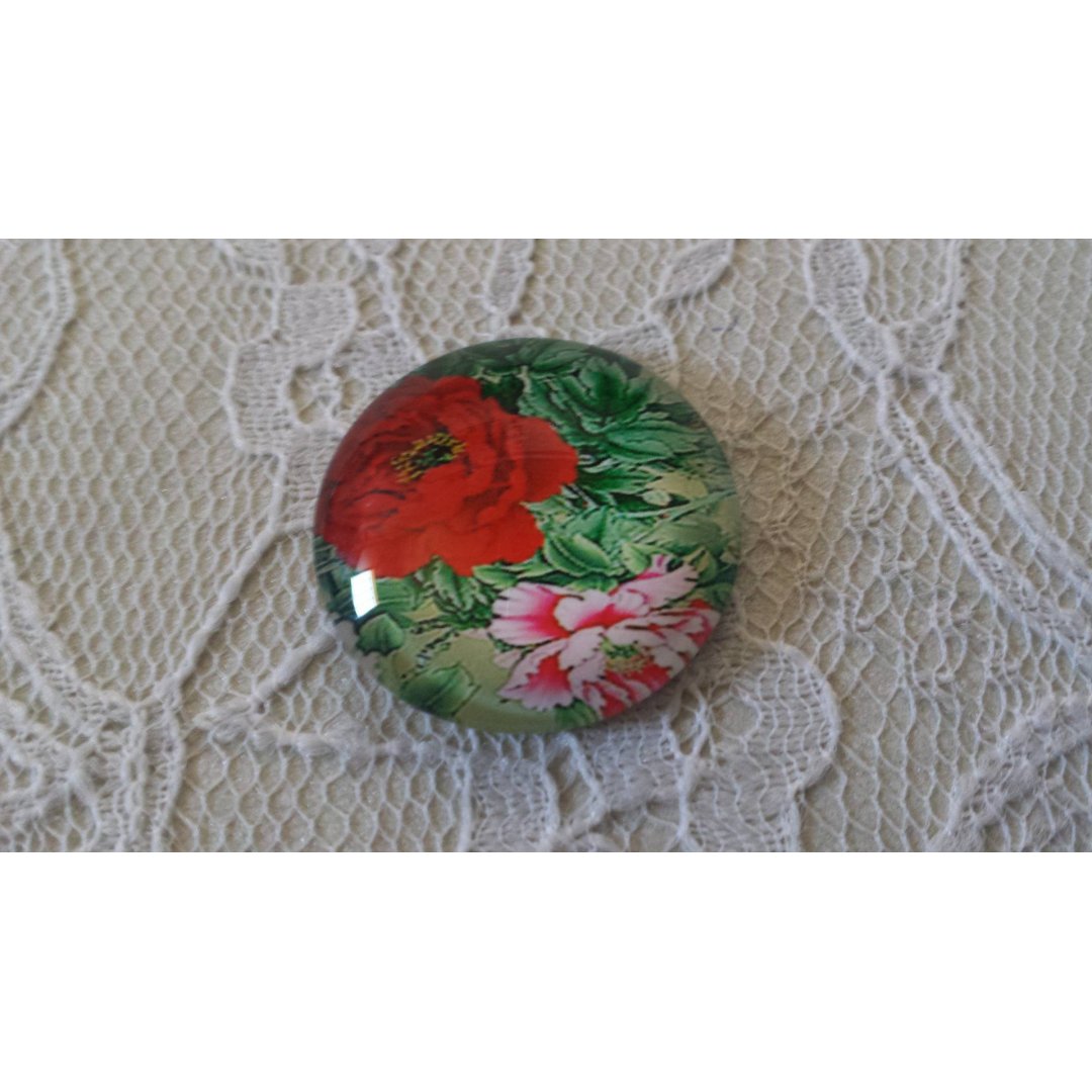 runder Glas-Cabochon 25mm Blume 01-029 