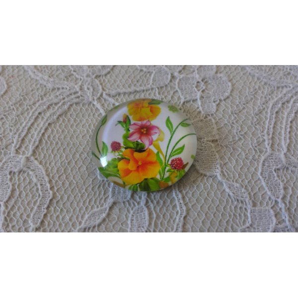 runder Glas-Cabochon 25mm Blume 01-028 