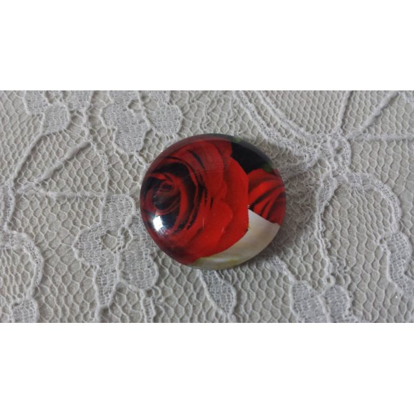 runder Glas-Cabochon 25mm Blume 01-027 