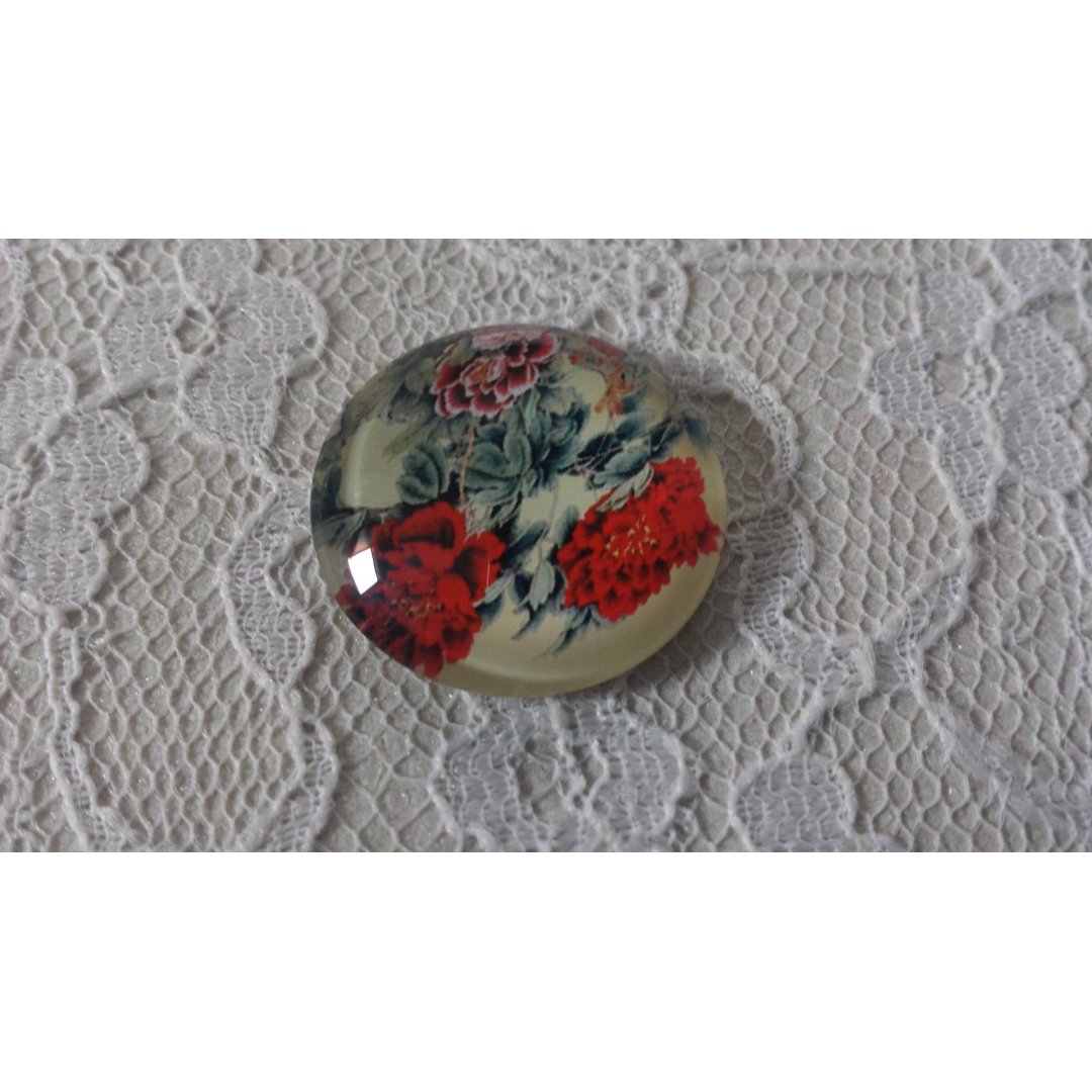 runder Glas-Cabochon 25mm Blume 01-026 