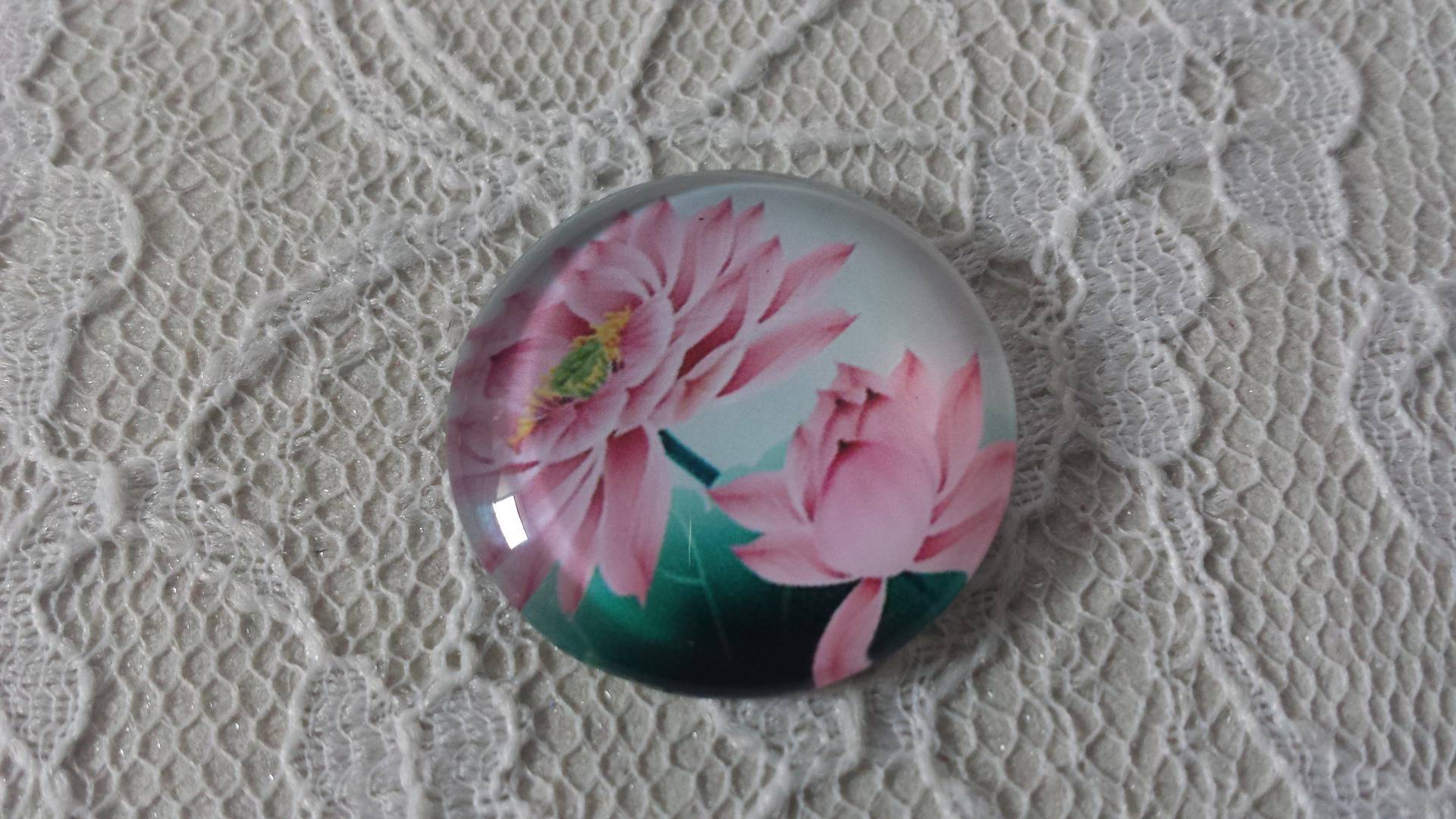 runder Glas-Cabochon 25mm Blume 01-025 